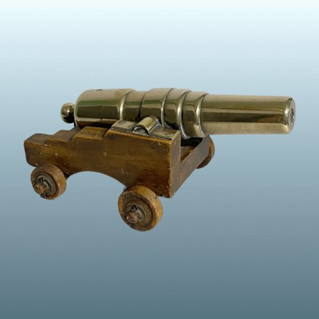 ​A Late 19th Century Brass Starting/Signaling Cannon. On a wooden wheeled base. - Click to enlarge and for full details.