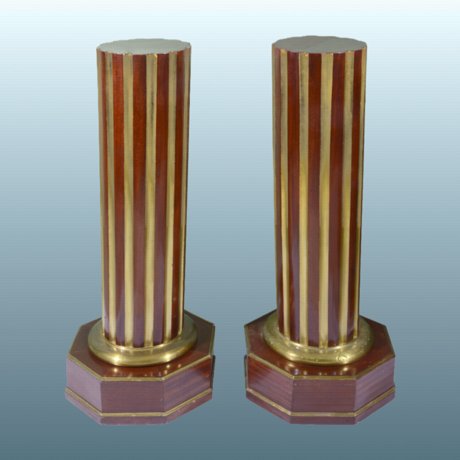 A FINE PAIR OF RUSSIAN BRASS-MOUNTED MAHOGANY PEDESTALS. Probably 19th Century - Click to enlarge and for full details.