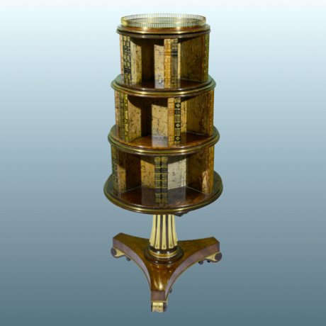 Early 19th Century Regency Period Rosewood & Gilt Brass Circular Revolving Bookcase. Circa 1805. - Click to enlarge and for full details.
