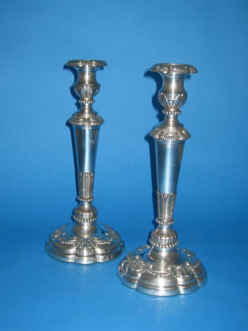 Pair of Regency Old Sheffield Candlesticks - Click to enlarge and for full details.