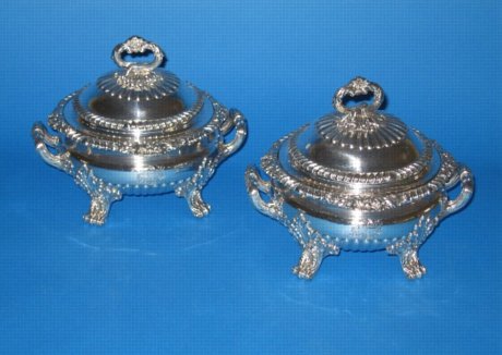 Pair of Old Sheffield round sauce tureens - Click to enlarge and for full details.