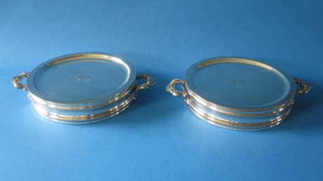 Pair of Old Sheffield Silver warming dishes - Click to enlarge and for full details.