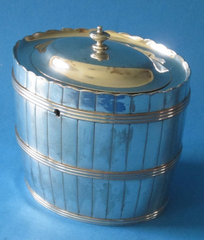 Old Sheffield Silver tea caddy, circa 1810 - Click to enlarge and for full details.