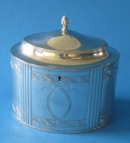 Georgian Old Sheffield Silver tea caddy - Click to enlarge and for full details.