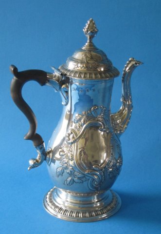 Old Sheffield Silver Coffee Pot, circa 1765 - Click to enlarge and for full details.
