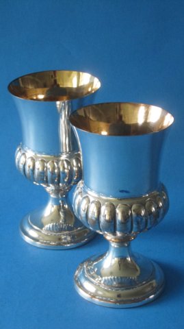 Pair of Old Sheffield Silver Goblets, circa 1825 - Click to enlarge and for full details.