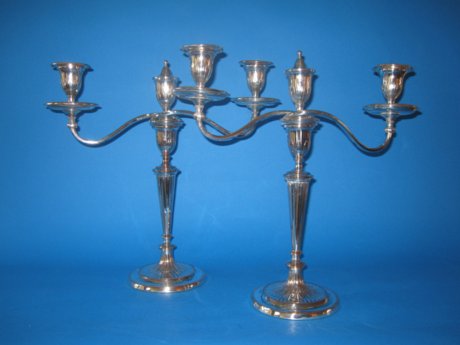 Pair Georgian two light Old Sheffield silver candelabra - Click to enlarge and for full details.