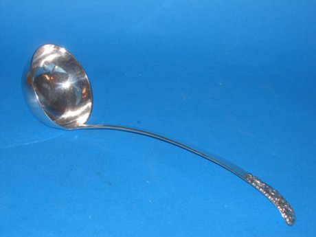 18th Century Old Sheffield Plate silver soup ladle. - Click to enlarge and for full details.