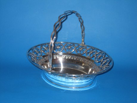 Old Sheffeild plate silver cake or bread basket, circa 1790 - Click to enlarge and for full details.