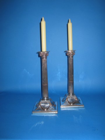 Pair 18th Century Old Sheffield silver candlesticks, circa 1775 - Click to enlarge and for full details.