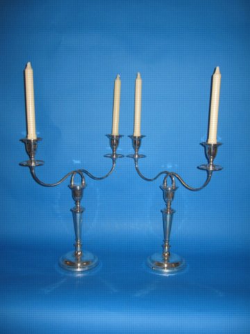 Pair of Old Sheffield Plate Silver Candelabra, circa 1790 - Click to enlarge and for full details.