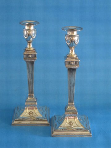 Pair of 18th Century Adam Style Candlesticks, circa 1780. - Click to enlarge and for full details.