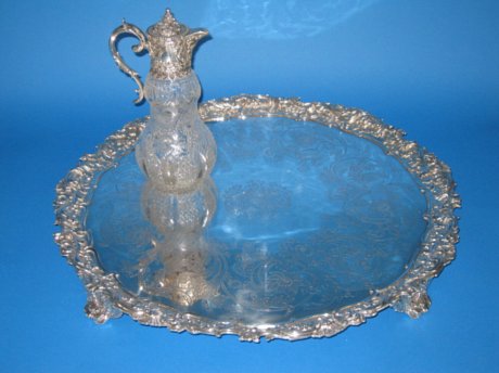 Large Old Sheffield Plate Silver Salver, circa 1825. 24inch Diam. - Click to enlarge and for full details.